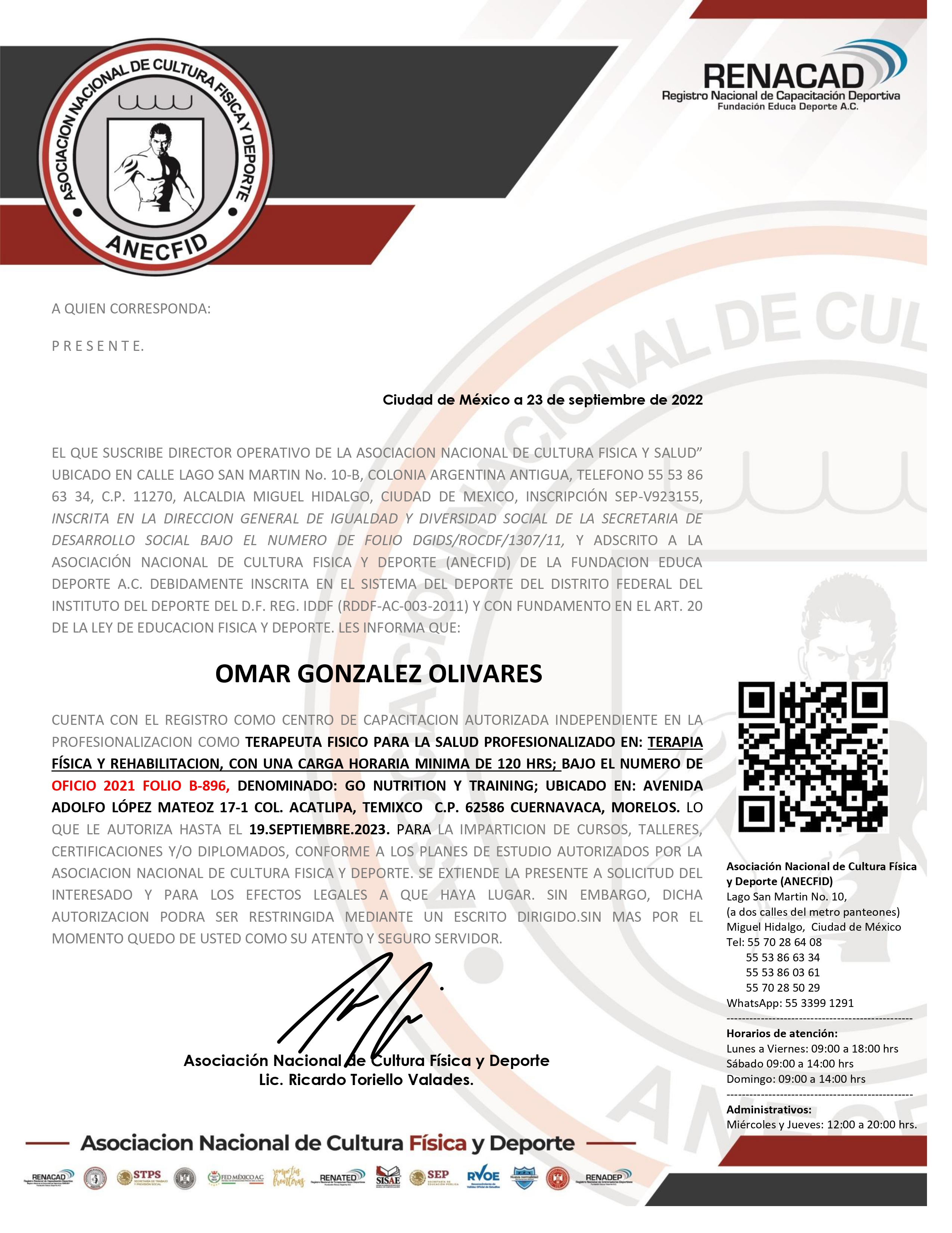 Certificado de capacitación